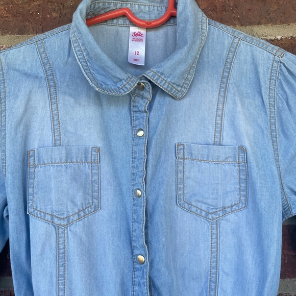 Little Girl’s Justice Soft Denim Dress With Belt Size 12 Has Spots - Picture 2 of 12